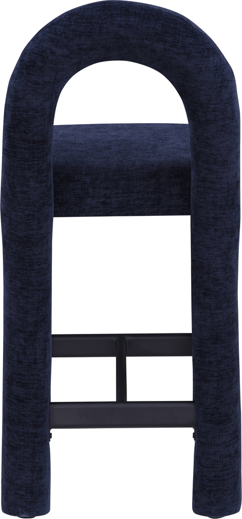 Quinn Navy Chenille Fabric Upholstered Counter Stool, 1 Piece