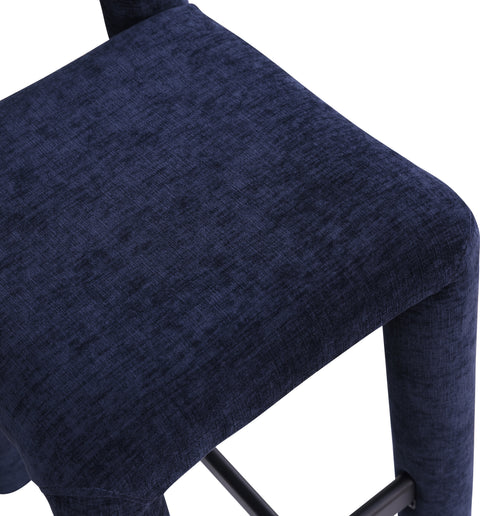 Quinn Navy Chenille Fabric Upholstered Counter Stool, 1 Piece