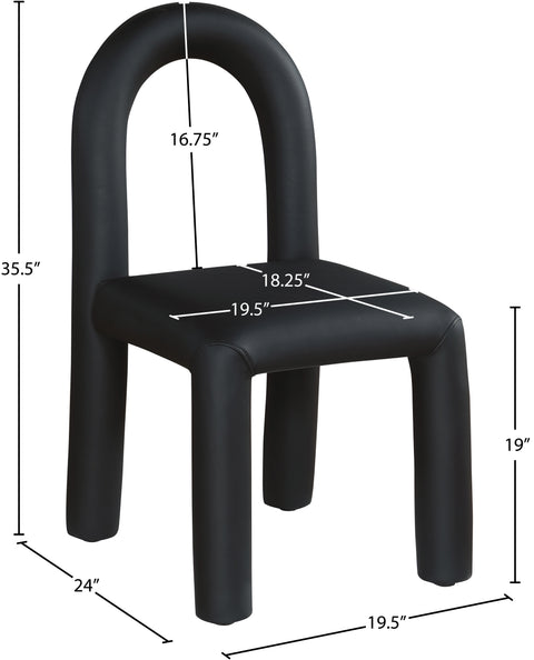 Quinn Black Vegan Leather Upholstered Dining Chair, 2-Piece