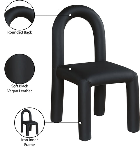 Quinn Black Vegan Leather Upholstered Dining Chair, 2-Piece