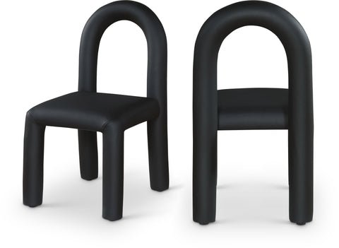 Quinn Black Vegan Leather Upholstered Dining Chair, 2-Piece