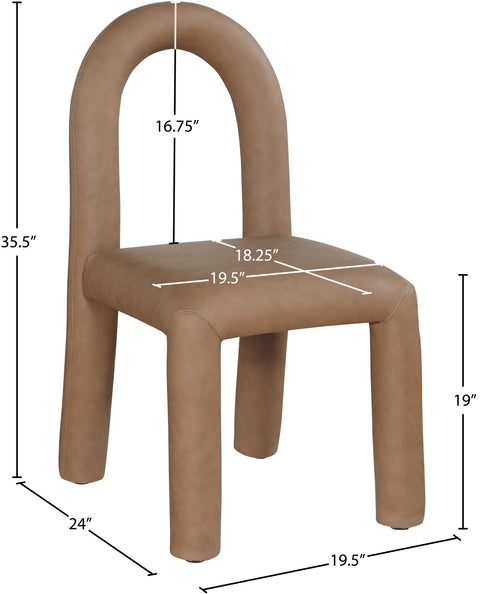 Quinn Brown Vegan Leather Upholstered Dining Chair, 2-Piece