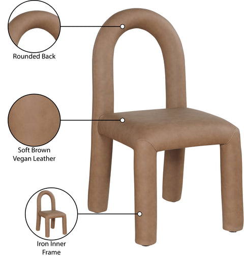 Quinn Brown Vegan Leather Upholstered Dining Chair, 2-Piece