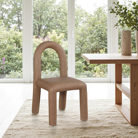 Quinn Brown Vegan Leather Upholstered Dining Chair, 2-Piece