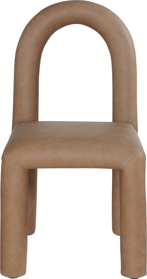 Quinn Brown Vegan Leather Upholstered Dining Chair, 2-Piece