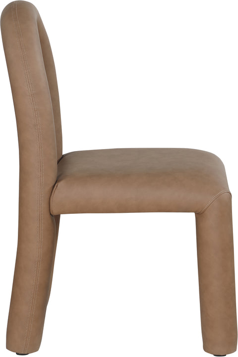 Quinn Brown Vegan Leather Upholstered Dining Chair, 2-Piece