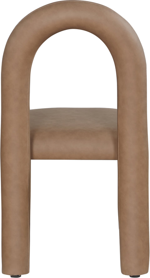 Quinn Brown Vegan Leather Upholstered Dining Chair, 2-Piece