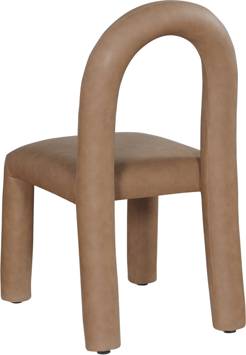 Quinn Brown Vegan Leather Upholstered Dining Chair, 2-Piece