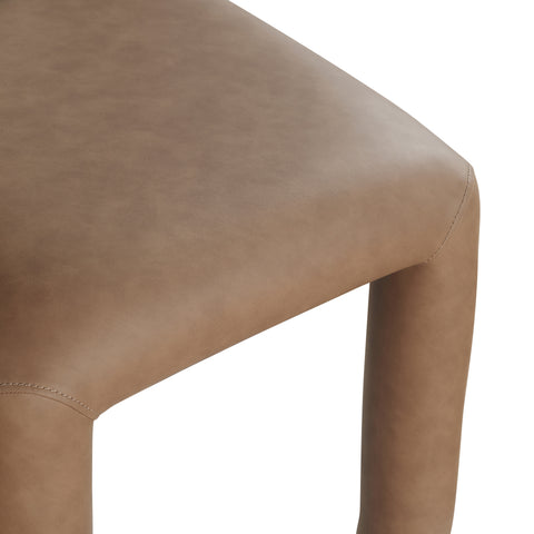 Quinn Brown Vegan Leather Upholstered Dining Chair, 2-Piece
