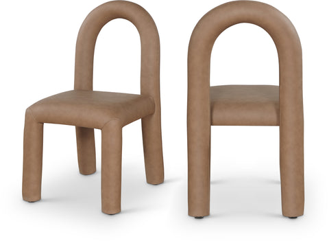 Quinn Brown Vegan Leather Upholstered Dining Chair, 2-Piece