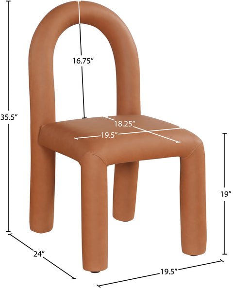 Quinn Cognac Vegan Leather Upholstered Dining Chair, 2-Piece