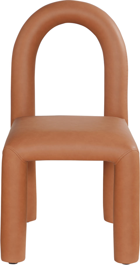Quinn Cognac Vegan Leather Upholstered Dining Chair, 2-Piece