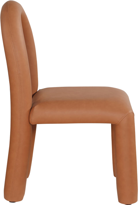 Quinn Cognac Vegan Leather Upholstered Dining Chair, 2-Piece