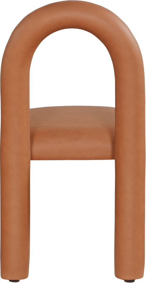 Quinn Cognac Vegan Leather Upholstered Dining Chair, 2-Piece