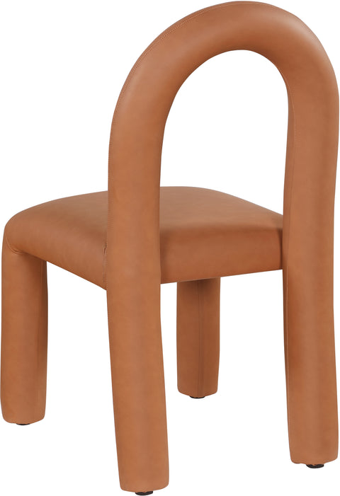 Quinn Cognac Vegan Leather Upholstered Dining Chair, 2-Piece