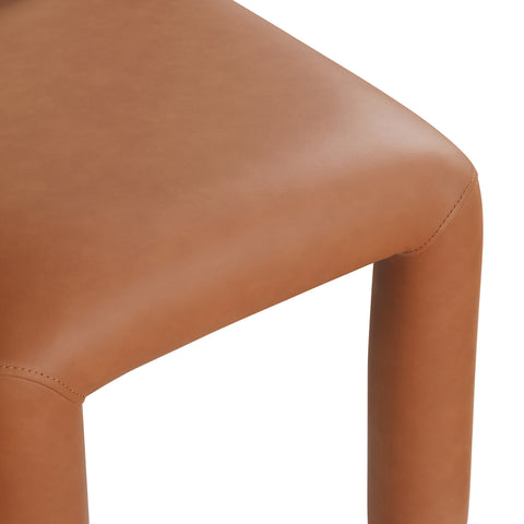 Quinn Cognac Vegan Leather Upholstered Dining Chair, 2-Piece