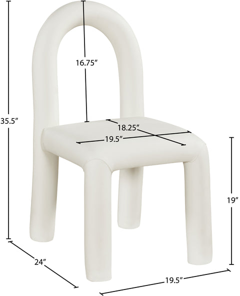 Quinn Cream Vegan Leather Upholstered Dining Chair, 2-Piece