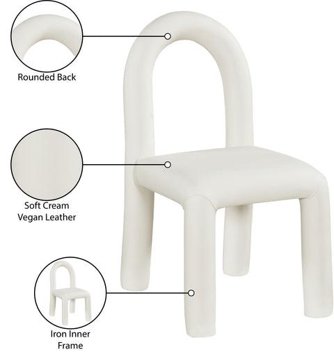 Quinn Cream Vegan Leather Upholstered Dining Chair, 2-Piece