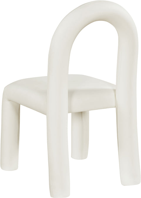 Quinn Cream Vegan Leather Upholstered Dining Chair, 2-Piece