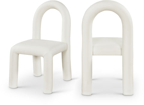 Quinn Cream Vegan Leather Upholstered Dining Chair, 2-Piece