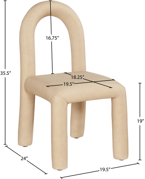 Quinn Tan Vegan Leather Upholstered Dining Chair, 2-Piece