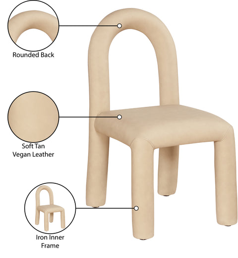 Quinn Tan Vegan Leather Upholstered Dining Chair, 2-Piece