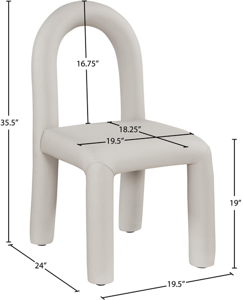 Quinn Taupe Vegan Leather Upholstered Dining Chair, 2-Piece