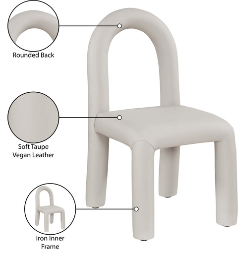 Quinn Taupe Vegan Leather Upholstered Dining Chair, 2-Piece
