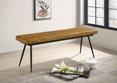 Nancy Leather Upholstered Dining Bench Antique CamelAntique Camel