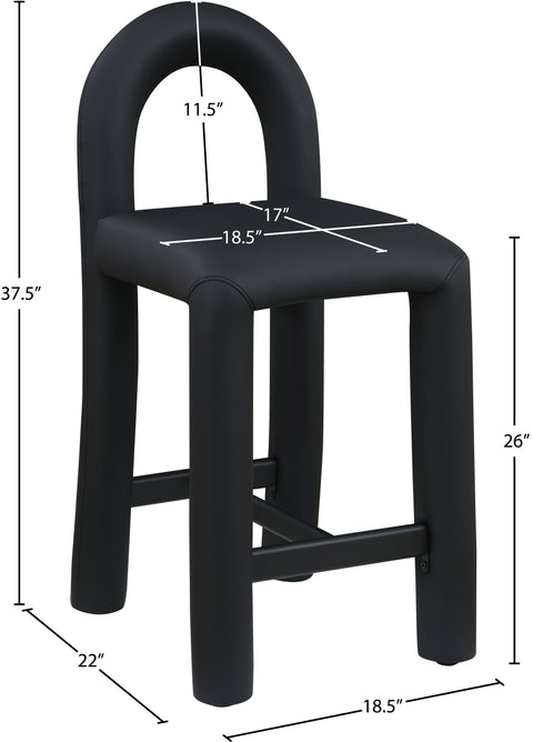 Quinn Black Vegan Leather Upholstered Counter Stool, 1 Piece