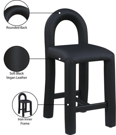 Quinn Black Vegan Leather Upholstered Counter Stool, 1 Piece