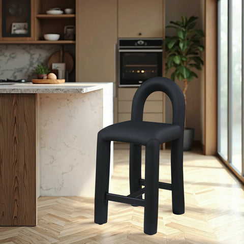 Quinn Black Vegan Leather Upholstered Counter Stool, 1 Piece