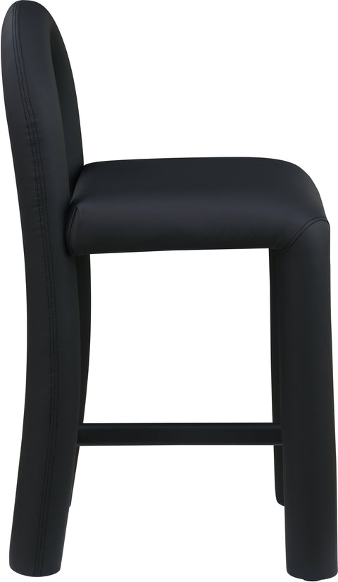 Quinn Black Vegan Leather Upholstered Counter Stool, 1 Piece