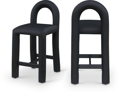 Quinn Black Vegan Leather Upholstered Counter Stool, 1 Piece