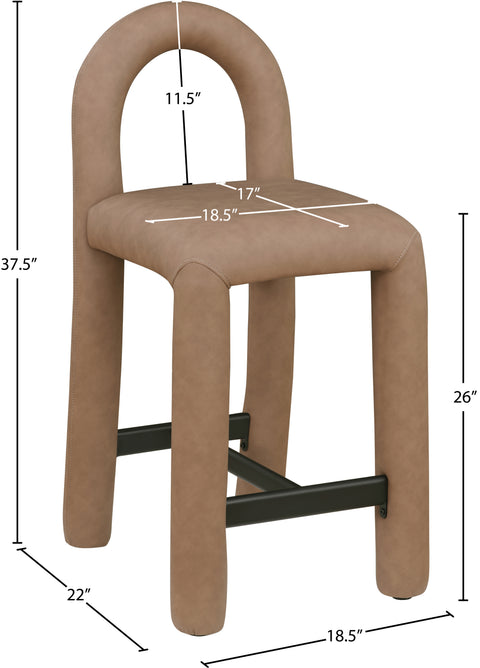 Quinn Brown Vegan Leather Upholstered Counter Stool, 1 Piece