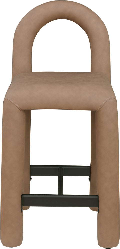 Quinn Brown Vegan Leather Upholstered Counter Stool, 1 Piece