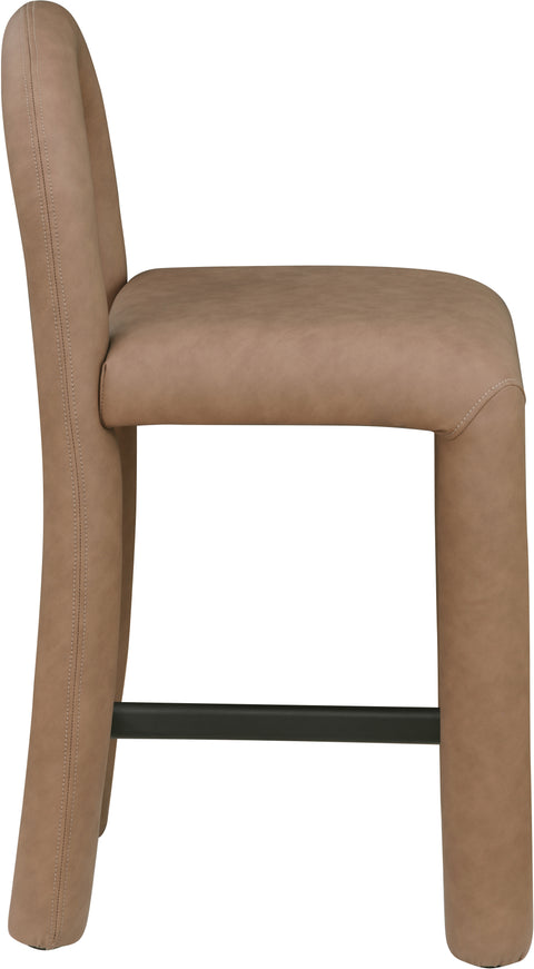 Quinn Brown Vegan Leather Upholstered Counter Stool, 1 Piece