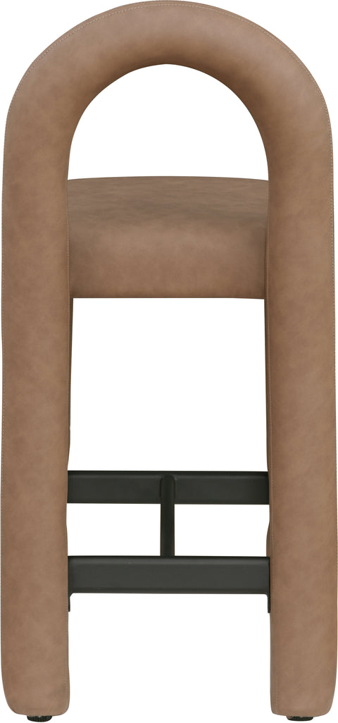 Quinn Brown Vegan Leather Upholstered Counter Stool, 1 Piece