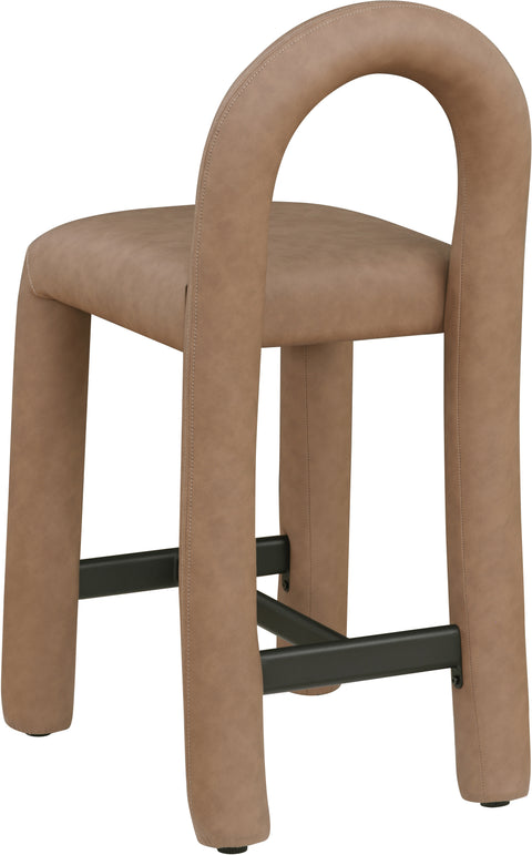 Quinn Brown Vegan Leather Upholstered Counter Stool, 1 Piece
