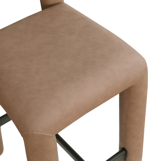 Quinn Brown Vegan Leather Upholstered Counter Stool, 1 Piece