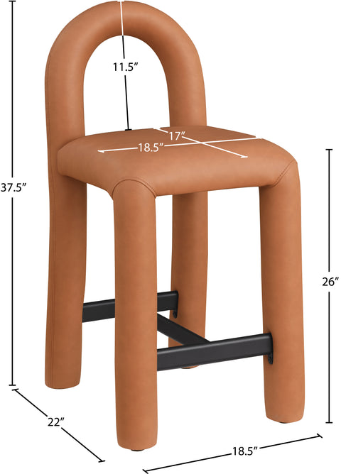 Quinn Cognac Vegan Leather Upholstered Counter Stool, 1 Piece