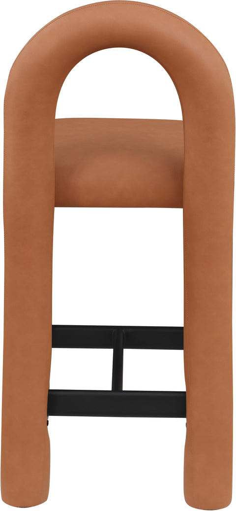Quinn Cognac Vegan Leather Upholstered Counter Stool, 1 Piece