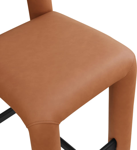 Quinn Cognac Vegan Leather Upholstered Counter Stool, 1 Piece