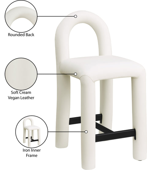 Kira Vegan Leather Upholstered Counter Stool, 1 Piece