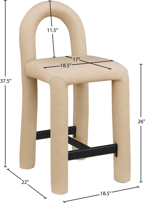 Quinn Tan Vegan Leather Upholstered Counter Stool, 1 Piece