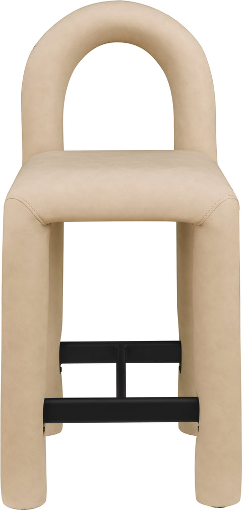Quinn Tan Vegan Leather Upholstered Counter Stool, 1 Piece