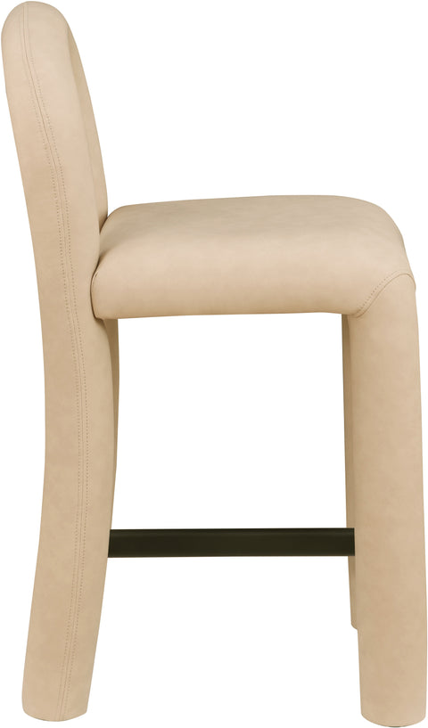 Quinn Tan Vegan Leather Upholstered Counter Stool, 1 Piece