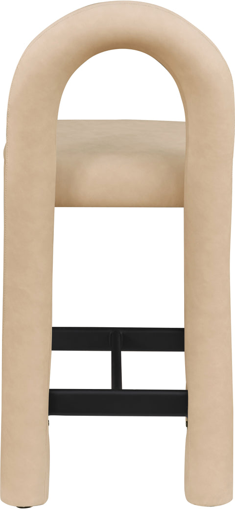 Quinn Tan Vegan Leather Upholstered Counter Stool, 1 Piece