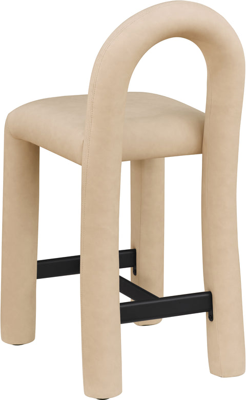Quinn Tan Vegan Leather Upholstered Counter Stool, 1 Piece