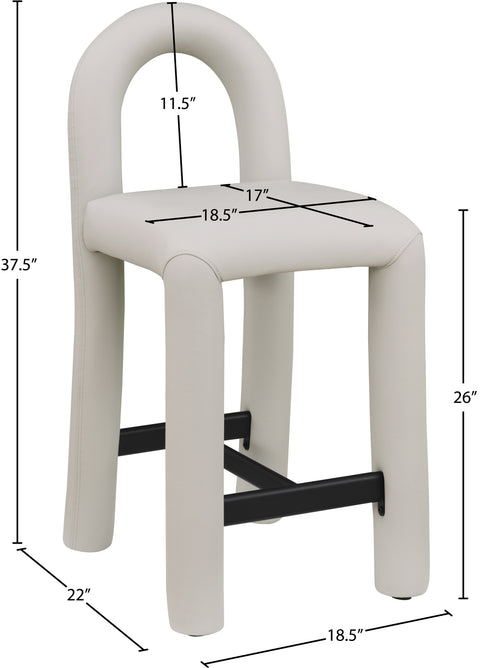 Quinn Taupe Vegan Leather Upholstered Counter Stool, 1 Piece